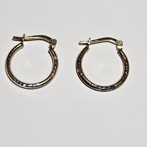 Vintage Vermeil 925 Sterling 10K Yellow Gold MOM Jordan Dainty Hoop Earrings